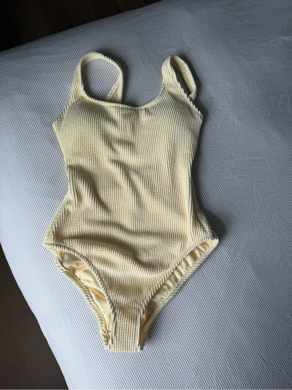 Shade & Shore Cream Yellow Textured One-Piece